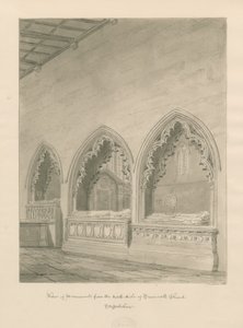 Tamworth templom - Műemlékek: szépia rajz alkotó: John Buckler