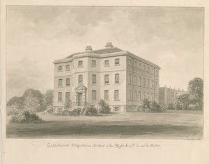 Teddesley Hall: szépia mosás rajza, 1841 alkotó: John Buckler