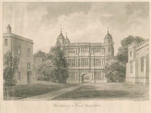 Tixall Hall és Gatehouse: szépia rajz, 1841 alkotó: John Buckler