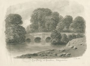 Trentham Hall – Híd: szépia mosás rajza, 1844