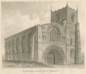 Tutbury Priory Church: szépia rajz alkotó: John Buckler