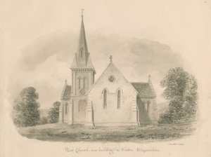 Walton-on-the-Hill templom: szépia rajz, 1842 alkotó: John Buckler