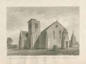 Walton-on-the-Hill templom: szépia mosás rajza, 1844 alkotó: John Buckler