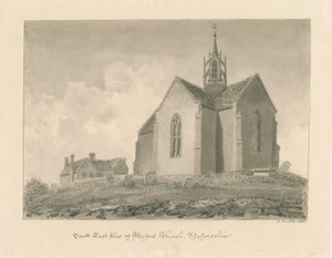 Weeford templom: szépia mosás rajz alkotó: John Buckler