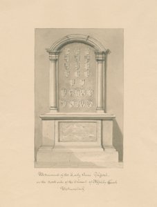 Westmorland - Appleby templom - Lady Anne Clifford emlékműve: szépia rajz, 1800 alkotó: John Buckler