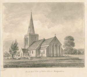 Weston-on-Trent templom: szépia rajz, 1841