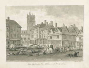 Wolverhampton - Market Place: szépia rajz alkotó: John Buckler