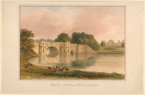 Nyugati kilátás a hídról Blenheimben, Oxfordshire-ben alkotó: John Buckler, F.S.A.