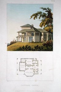 A Cottage Ornee, Ackermann „Művészetek tárházából”, 1818-ban jelent meg (színes litó)
