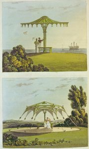 Két díszes fedett kerti ülés a Művészetek Tárából, Ackermann, 1822