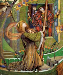 "Love Gregor" Illusztráció az angol chanson de geste-hez. Byam Shaw (1872-1919) (preraffaelita) festménye Magántulajdon.