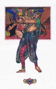 A Temple Dancing Girl, illusztráció a Káma kertjéből (és más dalszöveg Indiából), 1920 alkotó: John Byam Liston Shaw