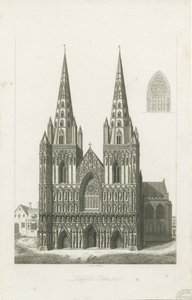 Lichfield katedrális – Nyugati front: metszet, és [?19. század eleje] (nyomtatott)