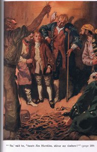 Szóval azt mondta, itt van Jim Hawkins, borzongasd meg a fáimat, illusztráció a „Kincses sziget” című művéből, Robert Louis Stevensontól