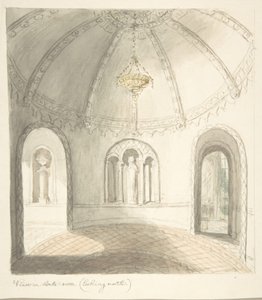 Lea kastély, Worcestershire, kilátás az előszobából, északra néz, kb. 1816.