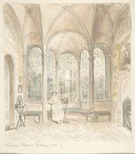 Lea kastély, Worcestershire, kilátás Bowerben, északra néz, kb. 1816.