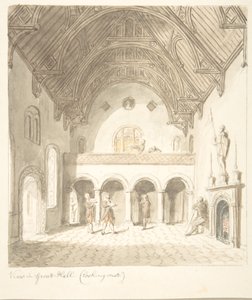 Lea kastély, Worcestershire, Kilátás a nagyteremben, Nyugatra néz, kb. 1816.