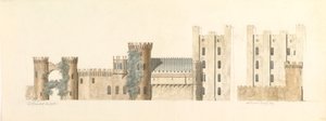 Lea Castle északi és Wolverley nyugati aspektusa, Cookley, Worcestershire, kb. 1816.