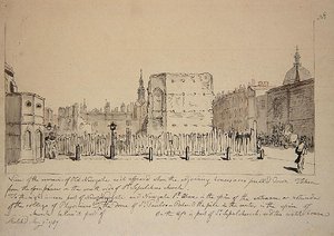Kilátás a régi Newgate börtön maradványaira
