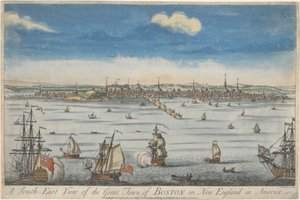 Délkeleti kilátás Boston nagyvárosára, New Englandben alkotó: John Carwitham