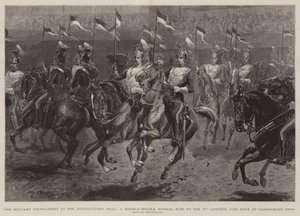 Katonai torna a mezőgazdasági csarnokban, a 17th Lancers, a Cambridge-i herceg dupla zenés lovaglása