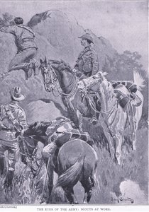 A hadsereg szeme, a felderítők munkában, az After Pretoria: The Guerilla War című könyvből, amelyet a Harmsworth Bros Limited adott ki, 1901