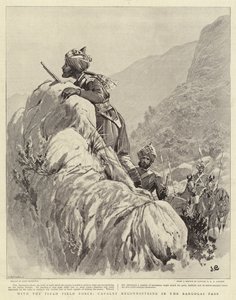 A Tirah Field Force-val, a lovasság felderítéssel a Bargolai-hágóban