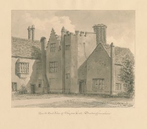 Buckinghamshire – Chenies Hall: szépia rajz, 1824 alkotó: John Chessell Buckler