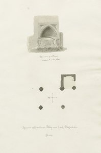 Dieulacres Abbey: szépia rajz alkotó: John Chessell Buckler