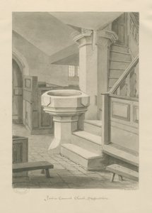 Betűtípus a Cannock templomban: szépia rajz, 1841