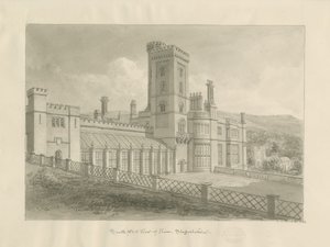 Ilam Hall: szépia rajz alkotó: John Chessell Buckler