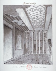 „Sir Thomas Pope bermondsey-i háza nyugati szárnyának belseje”, 1808 alkotó: John Chessell Buckler