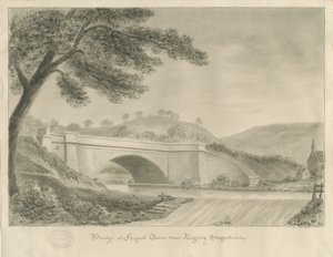 Kingsley – Bridge at Froghall: szépia rajz, 1841 alkotó: John Chessell Buckler
