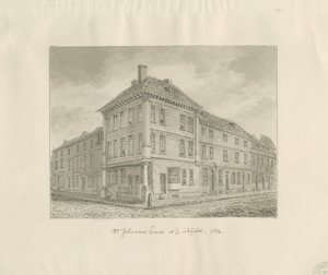 Lichfield - Dr. Johnson születési helye: szépia rajz alkotó: John Chessell Buckler