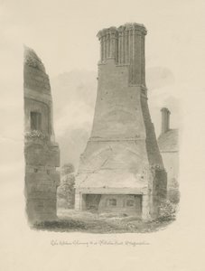 Pillaton Hall - Konyhakémény: szépia rajz alkotó: John Chessell Buckler