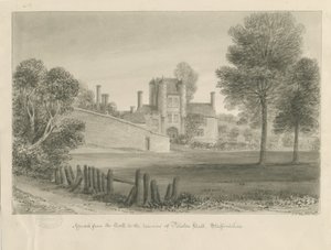 Pillaton Hall: szépia rajz alkotó: John Chessell Buckler