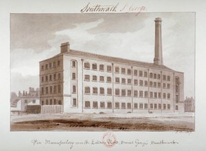 Pin manufaktúra a London Road közelében, Southwark, London, 1827 alkotó: John Chessell Buckler