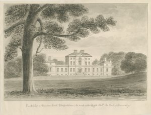 Sandon Hall: szépia mosás rajz alkotó: John Chessell Buckler
