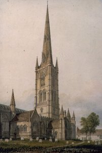 St. Wulfram templom, Grantham (akvarell, papír) alkotó: John Chessell Buckler