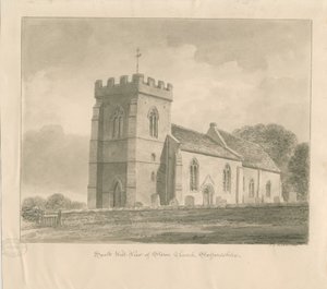 Stowe templom: szépia mosás rajz alkotó: John Chessell Buckler