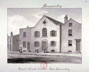 Kilátás a baptista kápolnára a Jamaica Row-n, Bermondsey, London, 1826 alkotó: John Chessell Buckler