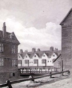 Kilátás a bolondságra a Dockheadben, Bermondseyben alkotó: John Chessell Buckler