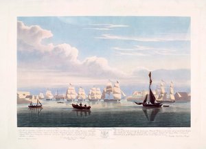 Holland kereskedelmi hajók indulnak Portsmouthból június 2-án alkotó: John Christian (after) Schetky