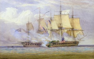 A győzelem pillanata a HMS „Shannon” és a „Chesapeake” amerikai hajó között 1813. június 1-jén, 1857.