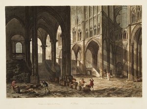 A St. Denis templom belseje, illusztráció Versailles-ból, Párizs és Saint Denis, kocsma. 1805 (akvatinta)