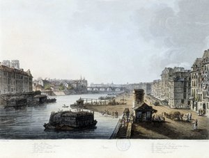 Párizs, a Notre-Dame híd – J. C. Mats rajza, 1810 körül