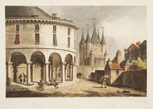 A templom, illusztráció Versailles-ból, Párizs és Saint Denis, kocsma. 1805 (akvatinta) alkotó: John Claude Nattes