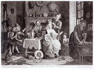 High Life Below Stairs, metszett Caldwell, kocsma. 1772-ben alkotó: John Collet