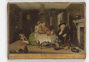 The Quiet Husband, John June nyomata, 1768 körül (kézzel színezett metszet) alkotó: John Collet