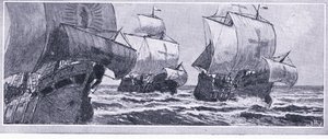Henry Hudson utolsó utazása 1610. Egy lázadó stáb sodródott, Newnes Pictorial Knowledge, Newnes kiadója, az 1950-es évek körül alkotó: John Collier